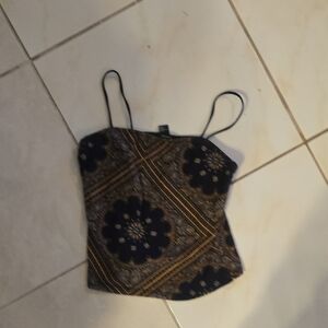 Elegant Navy Blue Patterned Women's Top